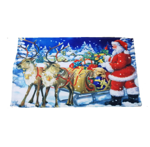 Коледна Хавлиена кърпа -  Дядо Коледа с елени 